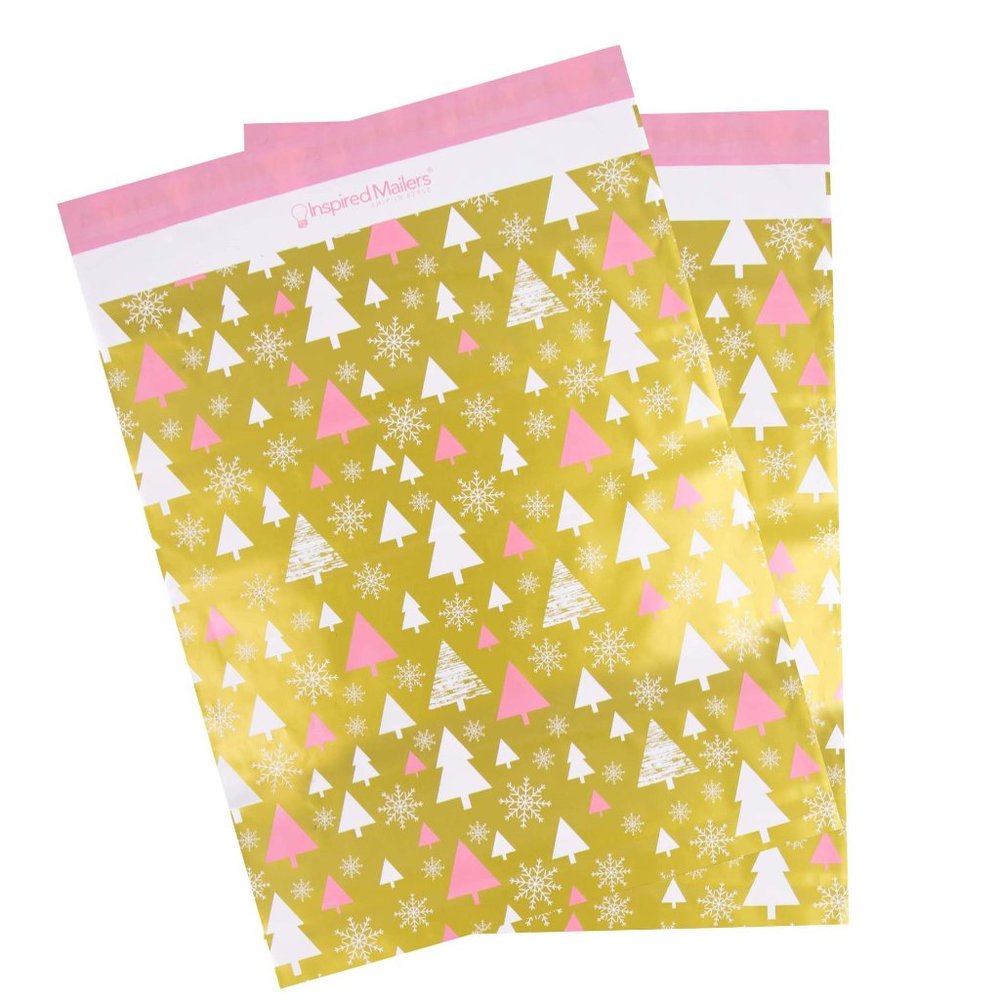 10 Large 14x19 Poly Mailers Winter Holiday Trees